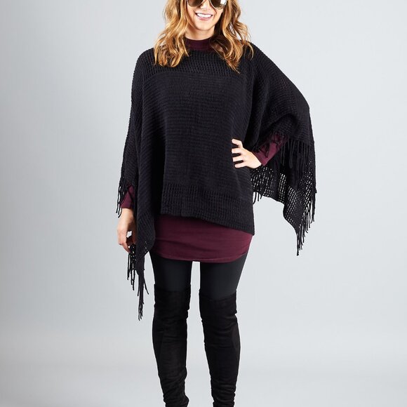 Hat Attack Lightweight Knit Layer Poncho Black - NWT - Picture 11 of 11